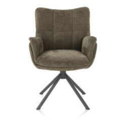Juna, chaise &agrave; accoudoirs - pi&eacute;tement graphite - pivotante - tissu Livigno - Vert fonce
