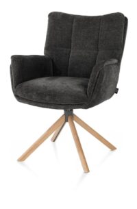 Juna, chaise &agrave; accoudoirs - pi&eacute;tement ch&ecirc;ne avec function relax - pivotante - tissu Livigno - Anthracite - Image 2