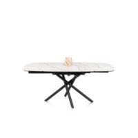 Preston, uitschuiftafel 120 (+ 2 x 30) x 90 cm - centrale poot - keramiek op glas - wit