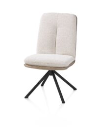 Theros, eetkamerstoel 4-poots zwart frame - draaibaar - stof Oregon/Sevilla - beige - beige - Afbeelding 2