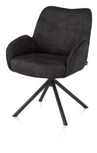 Riley, chaise &agrave; accoudoirs - pi&eacute;tement noir 4-pieds avec relax - pivotante - confort ressorts - tissu Taurus - caillou - off black - Image 2