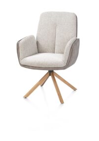 Theros, Fauteuil 4 pieds ch&ecirc;ne naturel - pivotant - tissu oregon/s&eacute;ville - Caillou - Image 2