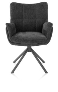 Juna, chaise &agrave; accoudoirs - pi&eacute;tement graphite - pivotante - tissu Livigno - Anthracite