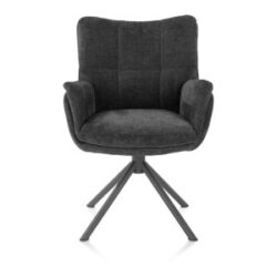 Juna, chaise &agrave; accoudoirs - pi&eacute;tement graphite - pivotante - tissu Livigno - Anthracite