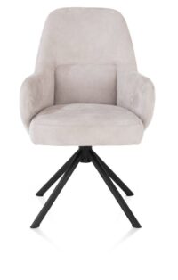 Melle, armstoel zwart frame met relaxsysteem - draaibaar - stof Calabria - antraciet - Kiezel