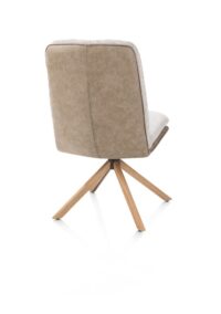 Theros, Chaise de salle à manger 4 pieds en chêne naturel avec système relax - pivotante - tissu oregon/séville - beige - Image 3