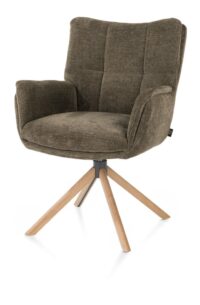 Juna, chaise &agrave; accoudoirs - pi&eacute;tement ch&ecirc;ne avec function relax - pivotante - tissu Livigno - Vert fonce - Image 2