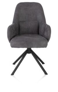 Melle, armstoel zwart frame - draaibaar - stof Calabria - antraciet - Antraciet