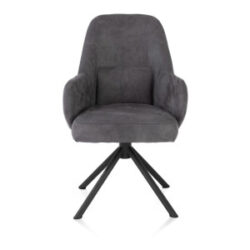Melle, armstoel zwart frame - draaibaar - stof Calabria - antraciet - Antraciet