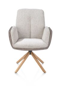 Theros, Fauteuil 4 pieds ch&ecirc;ne naturel - pivotant - tissu oregon/s&eacute;ville - Caillou