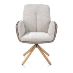Theros, Fauteuil 4 pieds chêne naturel - pivotant - tissu oregon/séville - Caillou