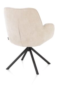 Riley, armstoel 4-poots zwart frame - draaibaar + pocket - stof Cadiz - koper - Creme - Afbeelding 3