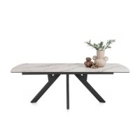 Vegas, table 230 x 100 cm - c&eacute;ramique sur verre - blanc