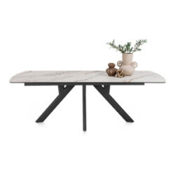 Vegas, eetkamertafel 230 x 100 cm - keramiek op glas - wit