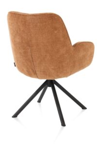 Riley, armstoel 4-poots zwart frame met relaxsysteem - draaibaar + pocket - stof Cadiz - koper - koper - Afbeelding 3