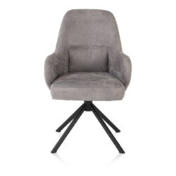 Melle, armstoel zwart frame met relaxsysteem - draaibaar - stof Calabria - antraciet - charcoal