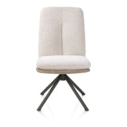 Theros, Chaise de salle &agrave; manger 4 pieds structure en graphite - pivotante - tissu oregon/s&eacute;ville - beige
