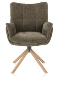 Juna, armstoel - eiken frame - draaibaar - stof Livigno - Donkergroen