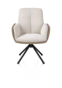 Theros, armstoel 4-poots zwart frame - draaibaar stof Oregon/Sevilla - beige - beige