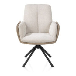 Theros, chaise à accoudoirs - piétement noir 4 pieds - pivotante - tissu Oregon/Sevilla - bei - beige