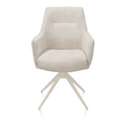 Theo, chaise à accoudoirs - pivotant avec fonction relax - crème - confort ressorts - Vada - beige