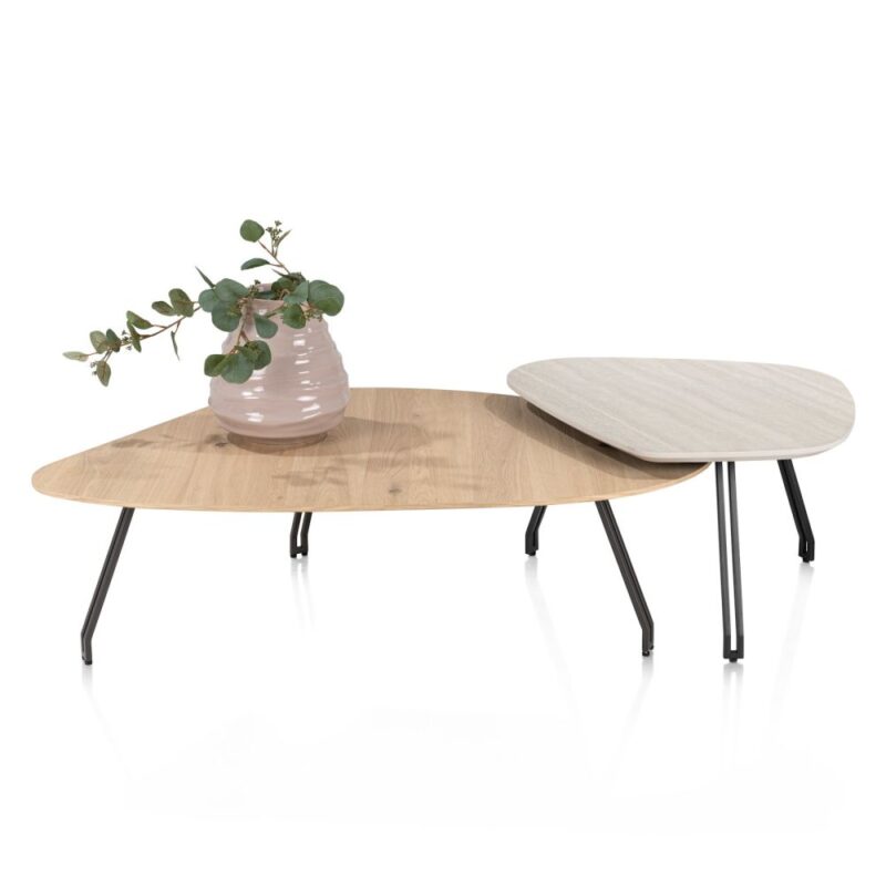 Mogana, Salontafel 72 X 60 Cm, Primo Laminato (Hpl), Poten Steelbrown - Travertin - Afbeelding 2