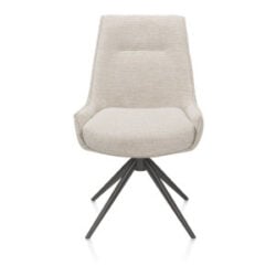 Theo, Chaise de salle à manger, tissu Vada, rotative à 360 degrés, cadre graphite, poche - beige