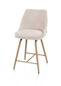 Jaxie, Barstoel stof, draaibaar frame houtstructuur - Taupe - Afbeelding 2