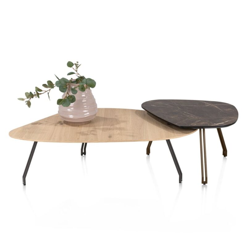 Mogana, Table Basse 72 X 60 Cm, Primo Laminato (Hpl), Pieds Brun Acier - Marble Brown - Image 3
