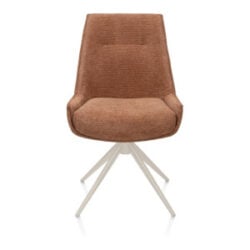 Theo, Chaise de salle à manger, tissu Vada, rotative à 360 degrés, cadre crème, poche - cuivre