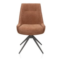 Theo, Chaise de salle à manger, tissu Vada, rotative à 360 degrés, cadre graphite, poche - cuivre
