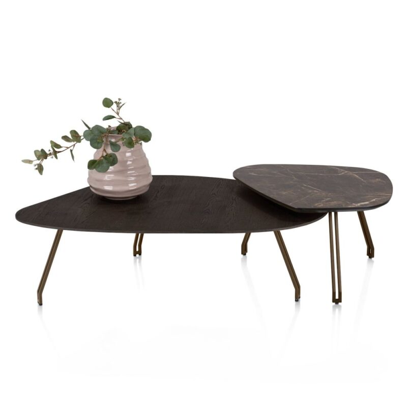 Mogana, Table Basse 120 X 75 Cm Placage De Chêne, Pieds Brun Acier - Basalt - Image 2