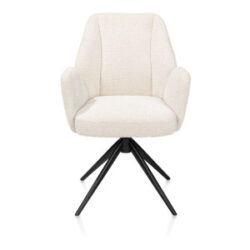 Baya, chaise à accoudoirs - noir - ressorts ensaches - tissu Sevilla - Creme