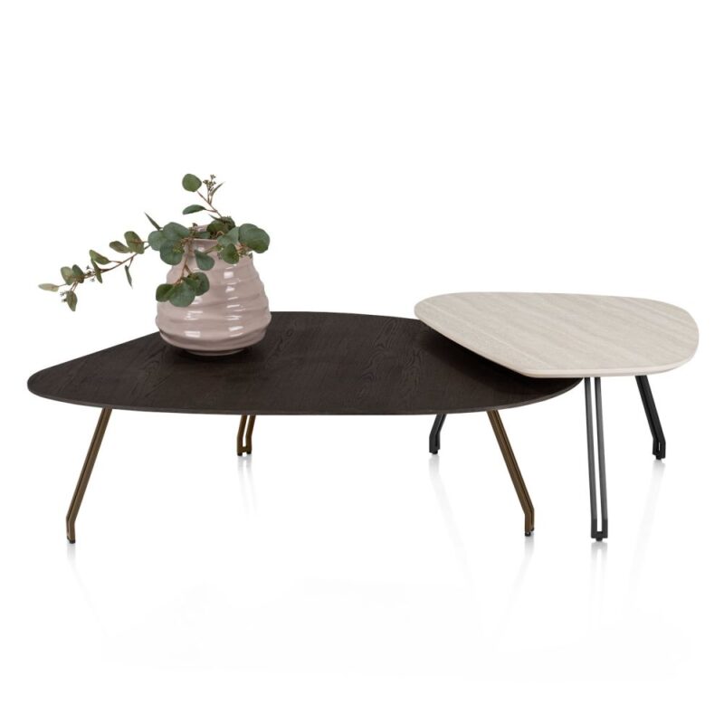 Mogana, Salontafel 72 X 60 Cm, Primo Laminato (Hpl), Poten Steelbrown - Travertin - Afbeelding 3