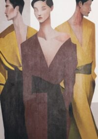 Silhouettes schilderij 90x140cm - Oker - Afbeelding 2