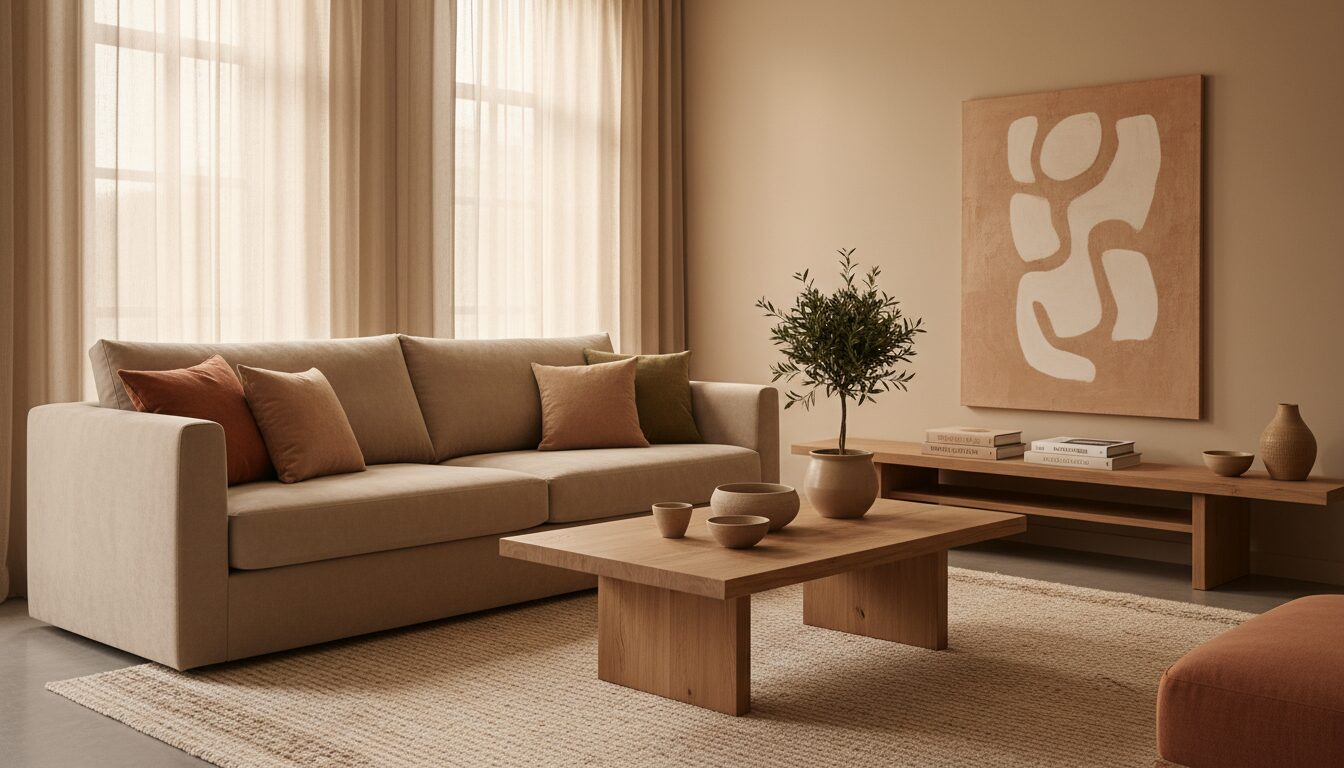 Woonkamer In Aardetinten Met Terracotta, Zand En Olijfgroene Accenten Associer Les Couleurs Dans Votre Intérieur Comme Un Pro