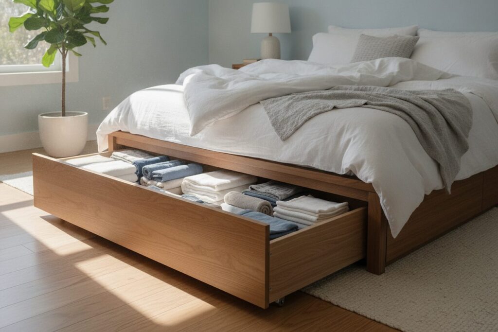 Bed Met Opberglade Uitgetrokken Solutions De Rangement Pour La Chambre : L'Espace Que Vous N'Exploitez Pas