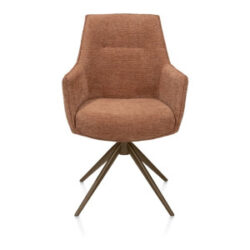 Theo, chaise à accoudoirs - fixe - steel brown - confort ressorts - Vada - cuivre