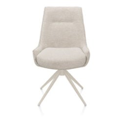 Theo, Chaise de salle à manger, tissu Vada, rotative à 360 degrés, cadre crème, poche - beige