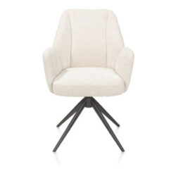 Baya, chaise à accoudoirs - graphite - ressorts ensaches - tissu Sevilla - Creme
