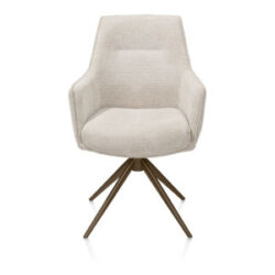 Theo, chaise à accoudoirs - fixe - steel brown - confort ressorts - Vada - beige