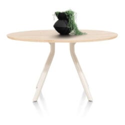 Arvada, table 140 cm. - ronde - pied central Nebbia - Naturel Nebbia