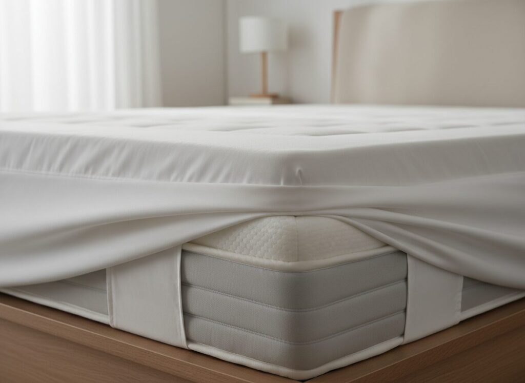 Hoeslaken Met Hoge Hoek Over Een Dikke Matras Met Topper Hoeslaken Met Hoge Hoek Over Een Dikke Matras Met Topper
