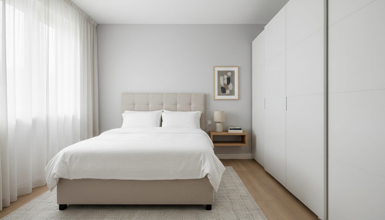 Slim Ingerichte Kleine Slaapkamer Met Schuifdeurkast Aménager Une Petite Chambre : Grand Lit, Armoire Futée, Beaucoup D'Air