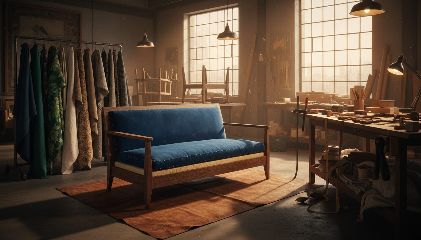 Meubelatelier Waar Een Zetelframe Met De Hand Gestoffeerd Wordt Meubelatelier Waar Een Zetelframe Met De Hand Gestoffeerd Wordt