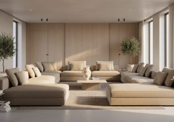 Modulaire Zetel In L-Opstelling In Een Ruime Woonkamer
