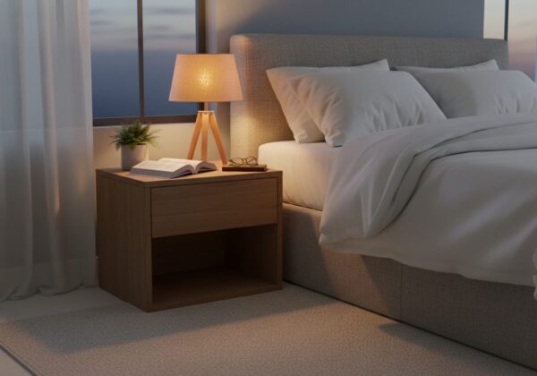 Nachttafel Op Matrashoogte Naast Een Boxspring Met Warme Lamp