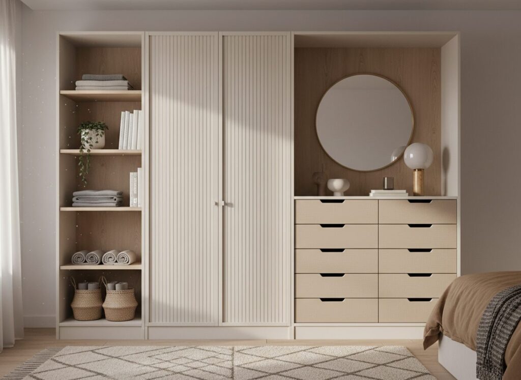 Bergwand Met Kast, Open Vakken En Lades In Een Tienerkamer Une Chambre D'Ado Qui Grandit Avec Votre Enfant