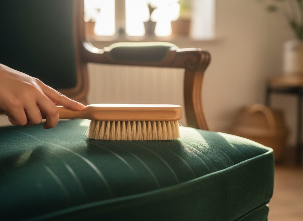 Zachte Borstel Die De Pool Van Een Velvet Fauteuil Gladstrijkt Entretenir Le Velours : Trois Règles Pour Qu'Il Reste Splendide