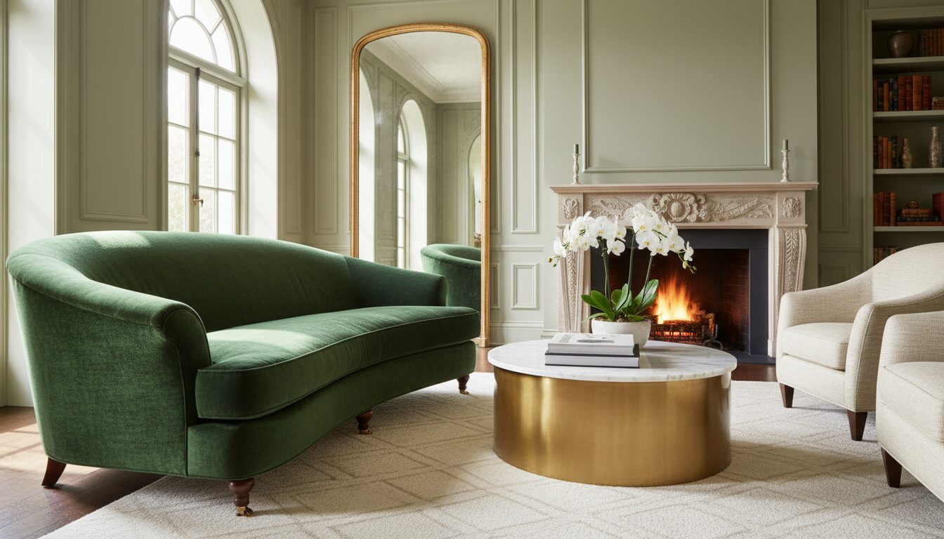 Diepgroene Velvet Zetel Met Glanzende Pool Entretenir Le Velours : Trois Règles Pour Qu'Il Reste Splendide